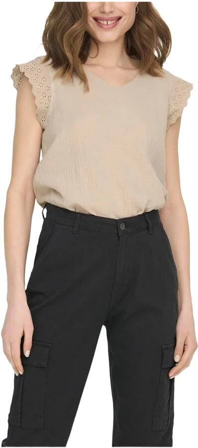 Only Biologisch Katoen Dames T-shirt Lente Zomer Collectie Beige Dames - Foto 2