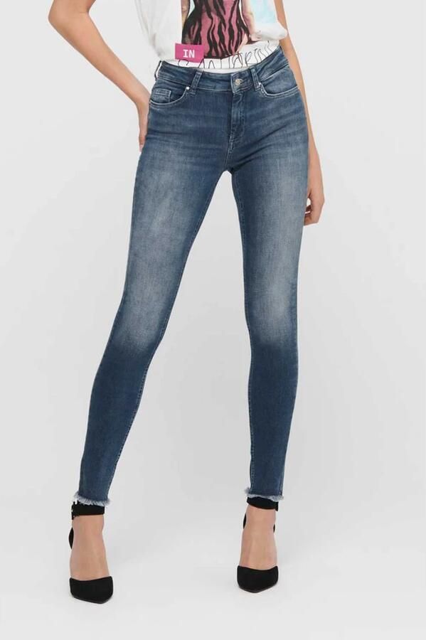 Only Blauwe Effen Dames Jeans met Rits en Knoopsluiting Blue Dames - Foto 6