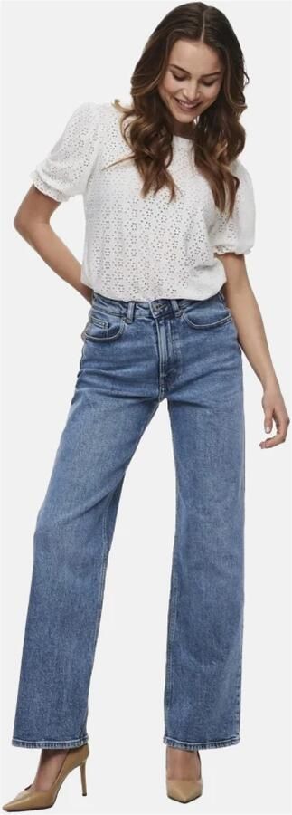 ONLY high waist wide leg jeans ONLJUICY medium blue denim - Foto 9