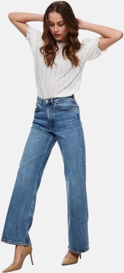 ONLY high waist wide leg jeans ONLJUICY medium blue denim - Foto 7
