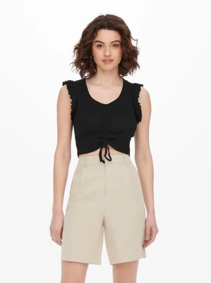 Only Korte top met plooien model 'Laila'