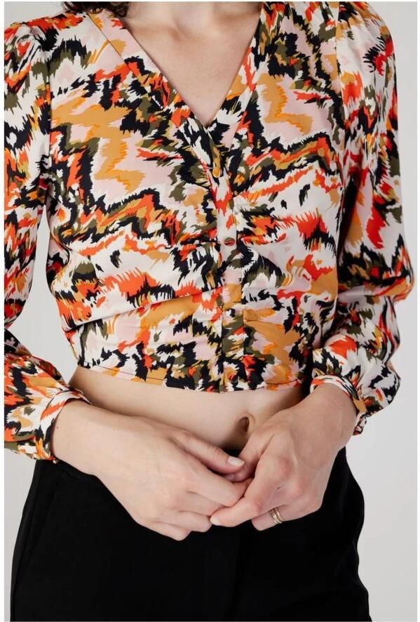 Only Oranje Polo met Lange Mouwen en Knoopsluiting Orange Dames