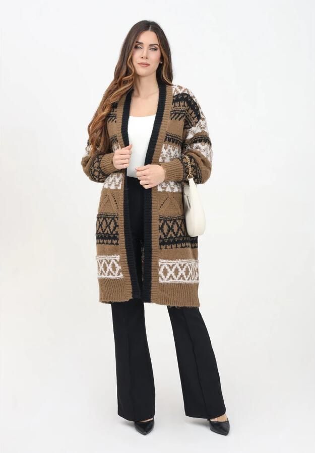 Only Geometrische Boho-Chic Cardigan Sweater Brown Dames - Foto 3
