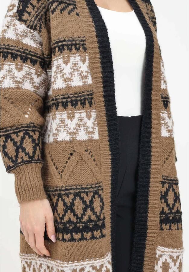 Only Geometrische Boho-Chic Cardigan Sweater Brown Dames