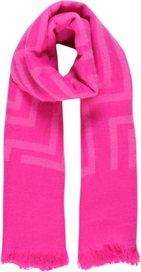 Only Geometrische Franje Sjaal Winter Accessoire Pink Dames
