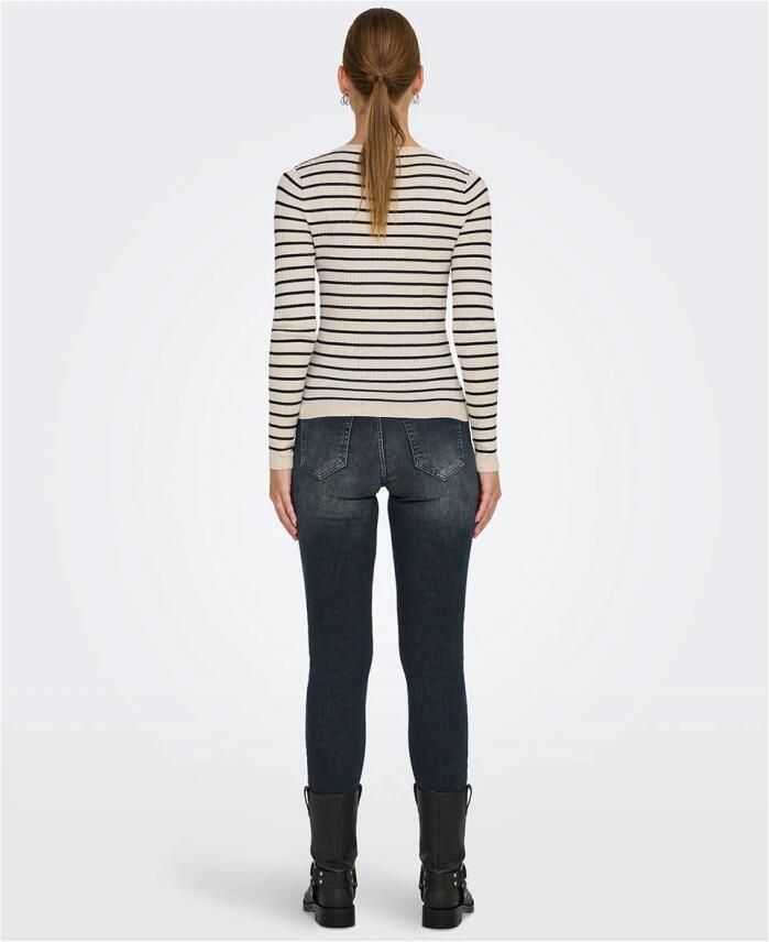 Only Gebreide trui ONLMILA LS STRIPE BUTTON O-NECK CC KNT - Foto 2