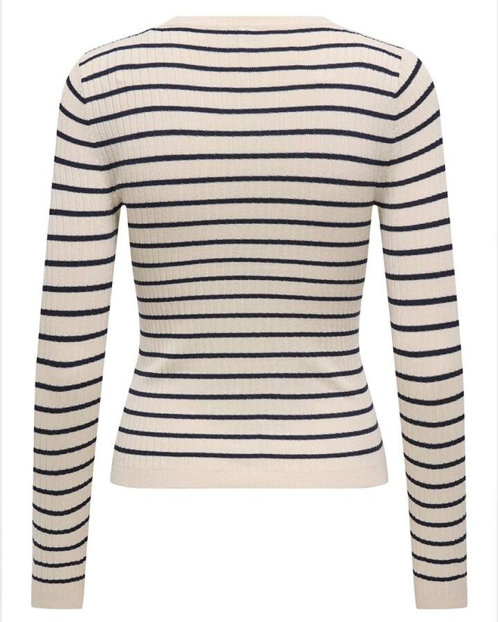 Only Gebreide trui ONLMILA LS STRIPE BUTTON O-NECK CC KNT