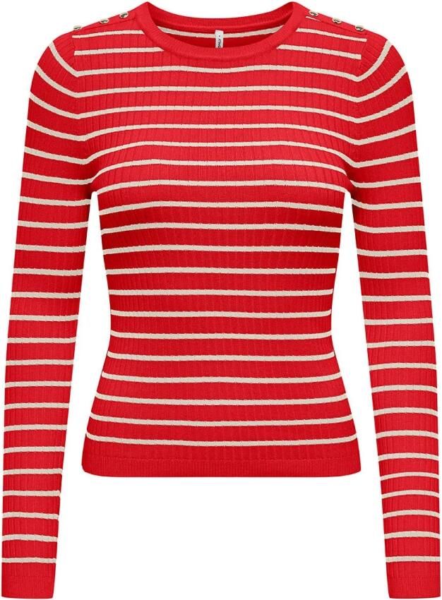 Only Gebreide trui ONLMILA LS STRIPE BUTTON O-NECK CC KNT