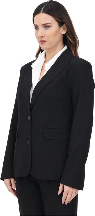 Only Zwarte Geknoopte Blazer Lange Mouw Revers Black Dames - Foto 4