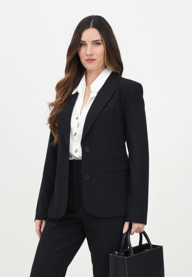 Only Zwarte Geknoopte Blazer Lange Mouw Revers Black Dames - Foto 2