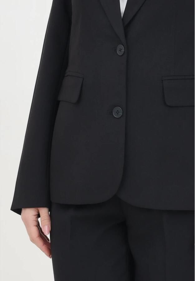 Only Zwarte Geknoopte Blazer Lange Mouw Revers Black Dames