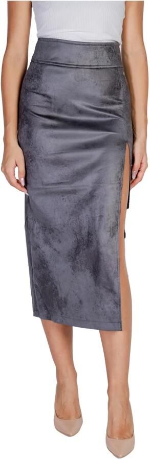 Only Grijze Synthetisch Leren Rok Damescollectie Gray Dames - Foto 2
