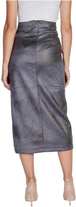 Only Grijze Synthetisch Leren Rok Damescollectie Gray Dames