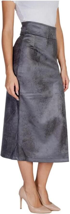 Only Grijze Synthetisch Leren Rok Damescollectie Gray Dames - Foto 3