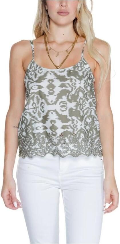 Only Groene Bedrukte Tanktop Vrouwen Lente Green Dames