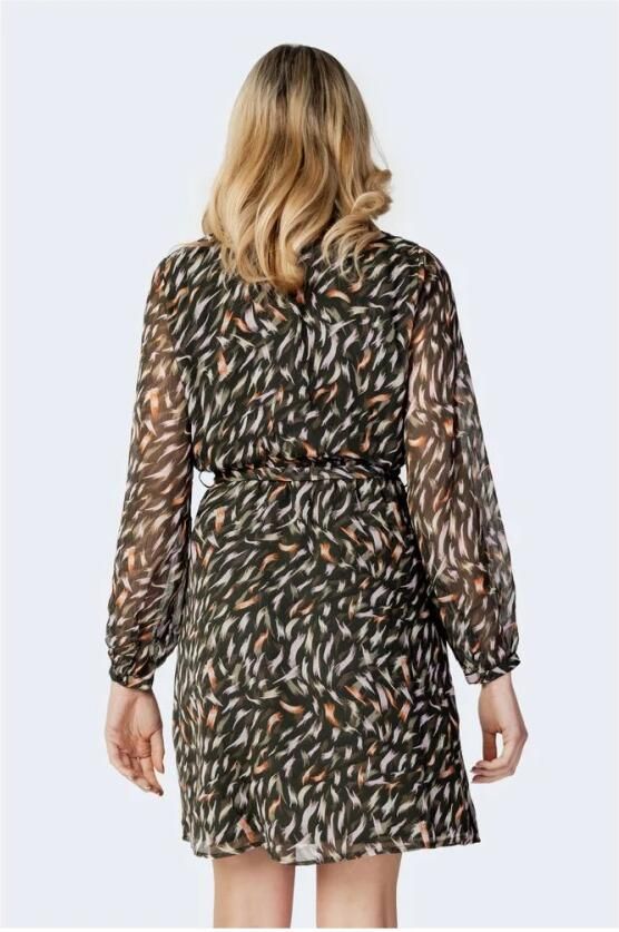 ONLY jurk ONLSLOANE met all over print en ceintuur zwart roze groen - Foto 2