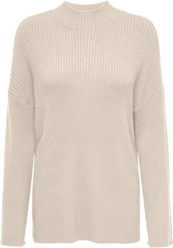Only Hoge Hals Gebreide Trui Whitecap Gray Melange White Dames