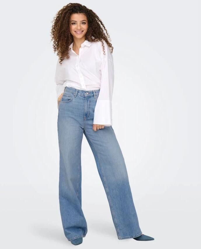 ONLY high waist wide leg jeans ONLHOPE medium blue denim - Foto 3