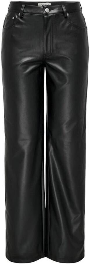 ONLY coated high waist straight fit broek ONLKIRI zwart