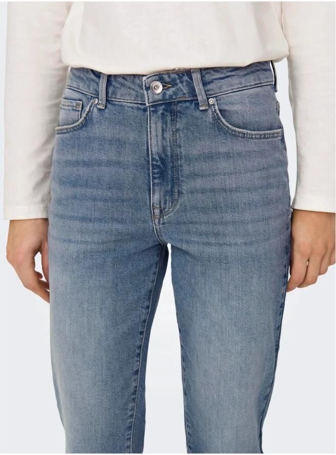 ONLY cropped high waist straight leg jeans ONLEMILY medium blue denim - Foto 6