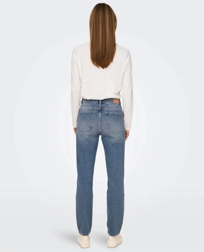 ONLY cropped high waist straight leg jeans ONLEMILY medium blue denim - Foto 4