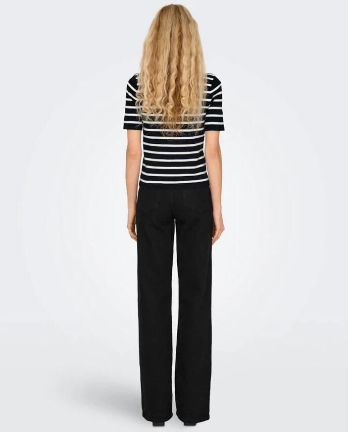 Only Korte Mouw Pullover Gebreide Trui Black Dames