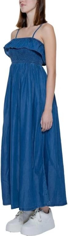 Only Lange Katoenen Lyocell Jurk Dames Collectie Blue Dames - Foto 4