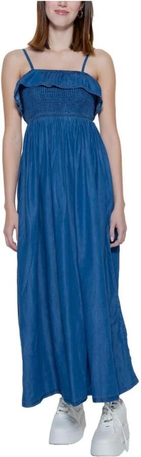 Only Lange Katoenen Lyocell Jurk Dames Collectie Blue Dames