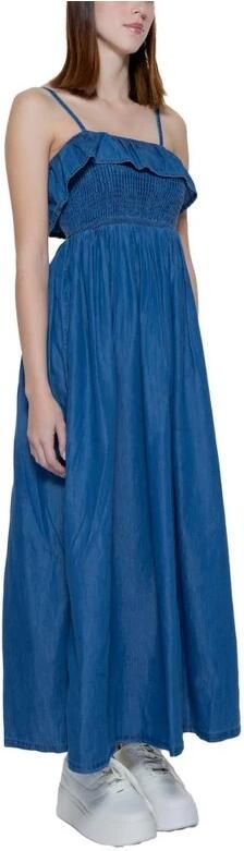 Only Lange Katoenen Lyocell Jurk Dames Collectie Blue Dames - Foto 3