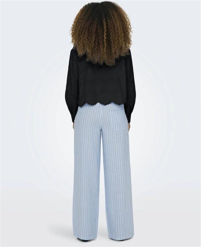 Only Loose fit blouse met lange mouwen van puur katoen met broderie anglaise model 'VALAIS' - Foto 2