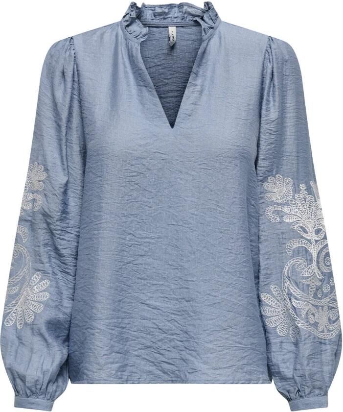 Only Lange mouw top in New Malou-stijl Blue Dames