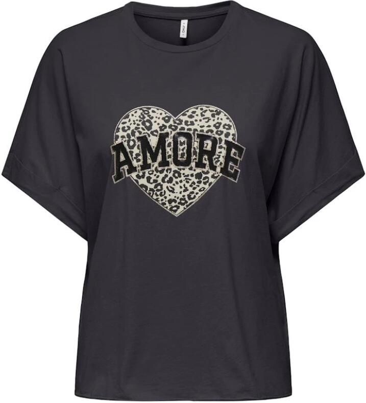 Only Shirt met korte mouwen ONLLUCY LIFE S S LEO TOP CS JRS