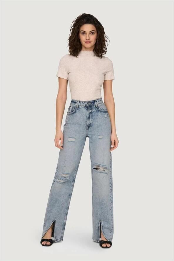 Only Versleten blauwe jeans met rits en knoopsluiting Blue Dames - Foto 2