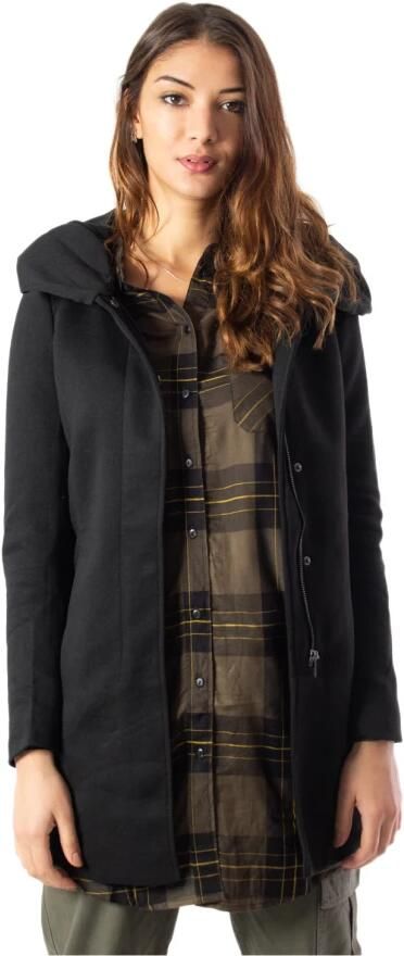 Only Zwarte gedrapeerde jas met capuchon en verborgen sluiting Zwart Dames - Foto 7