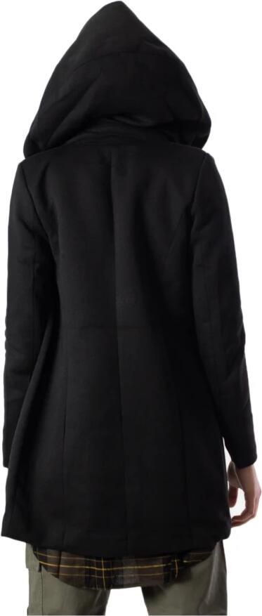 Only Zwarte gedrapeerde jas met capuchon en verborgen sluiting Zwart Dames - Foto 8