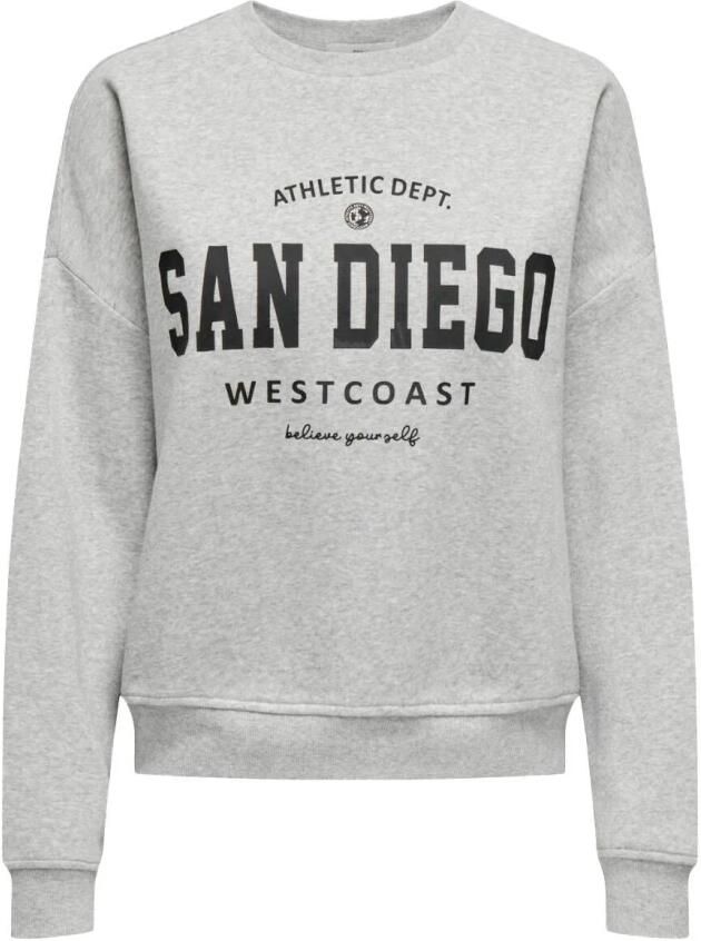 Only Regular fit sweatshirt met katoen en tekstprint model 'SWEAT LIFE' - Foto 4