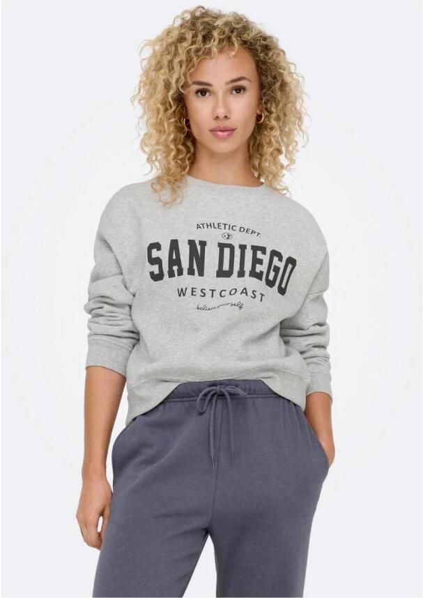 Only Regular fit sweatshirt met katoen en tekstprint model 'SWEAT LIFE' - Foto 3