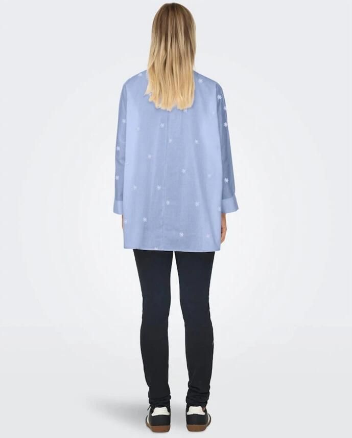 Only Lina Grace LS EMB Shirt Blue Dames