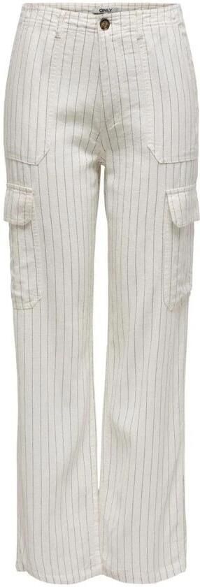 Only Linnen Cargo Broek Lente Zomer Collectie White Dames - Foto 3