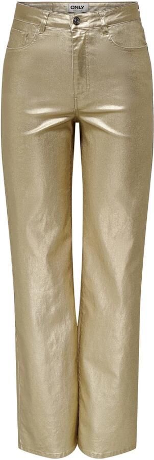 ONLY high waist straight fit broek ONLJUICY-VIV goud