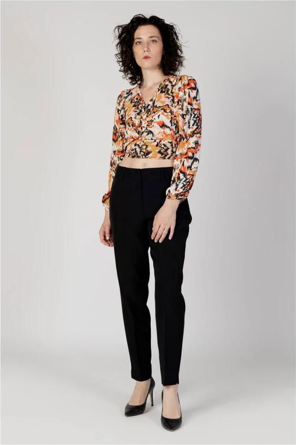 Only Oranje Polo met Lange Mouwen en Knoopsluiting Orange Dames