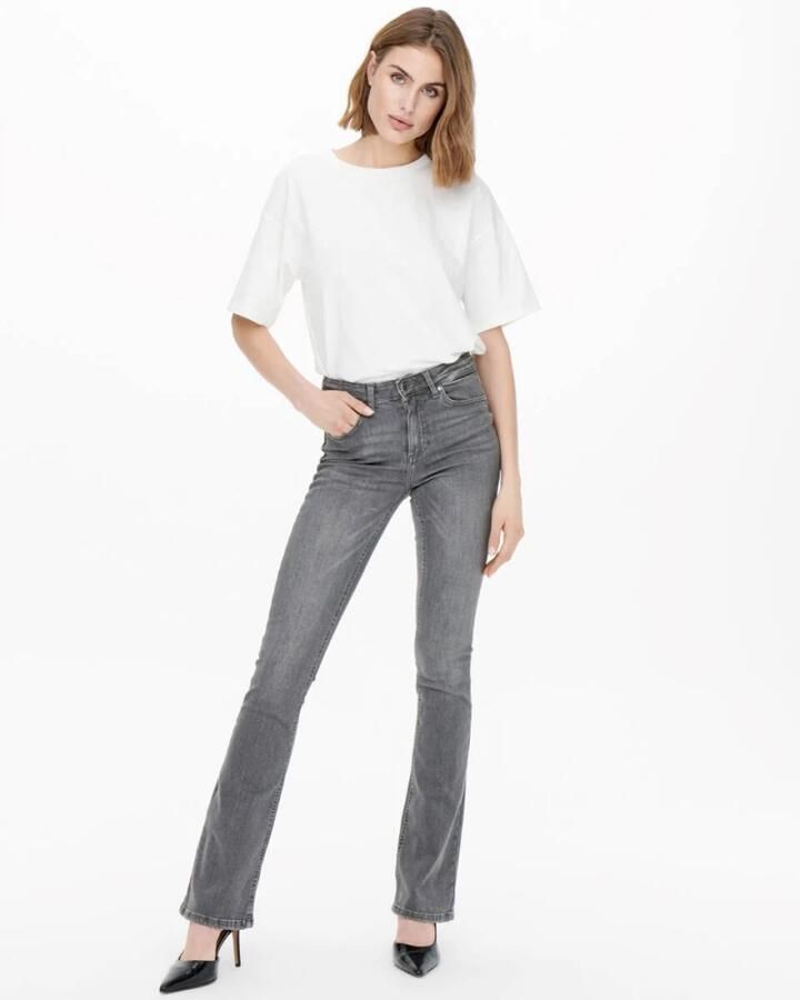 Only Grijze effen damesjeans met ritssluiting en knoopsluiting Gray Dames - Foto 3
