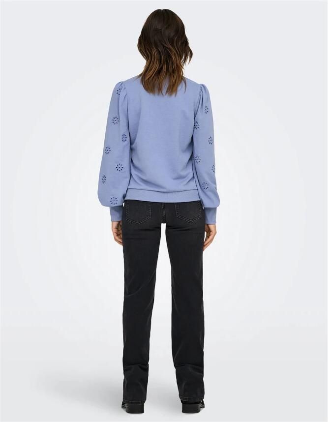 Only Puff Borduurwerk Sweater voor Vrouwen Blue Dames