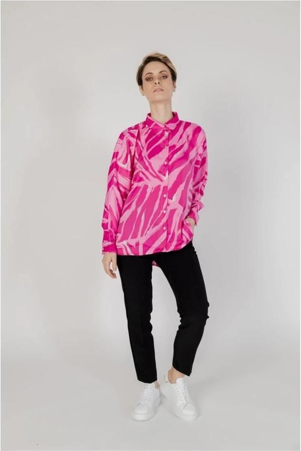 Only Roze Abstract Print Lange Mouwen Shirt Pink Dames - Foto 2