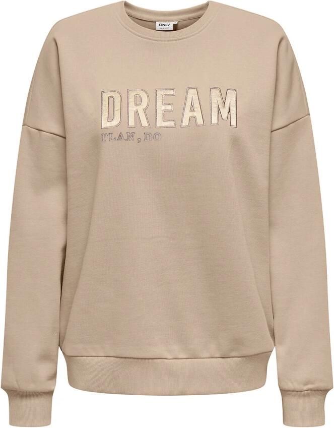 Only Satin O-Neck Sweatshirt Beige Dames