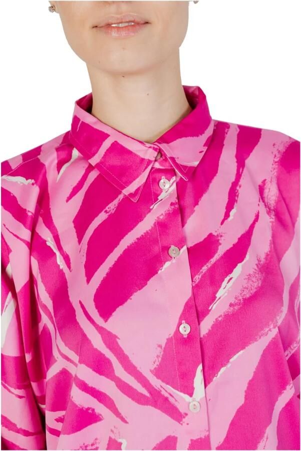 Only Roze Abstract Print Lange Mouwen Shirt Pink Dames