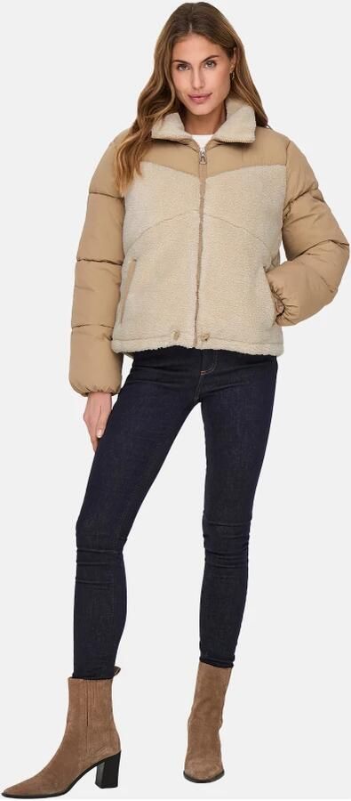 ONLY gewatteerde winterjas ONLSIENA bruin beige - Foto 4