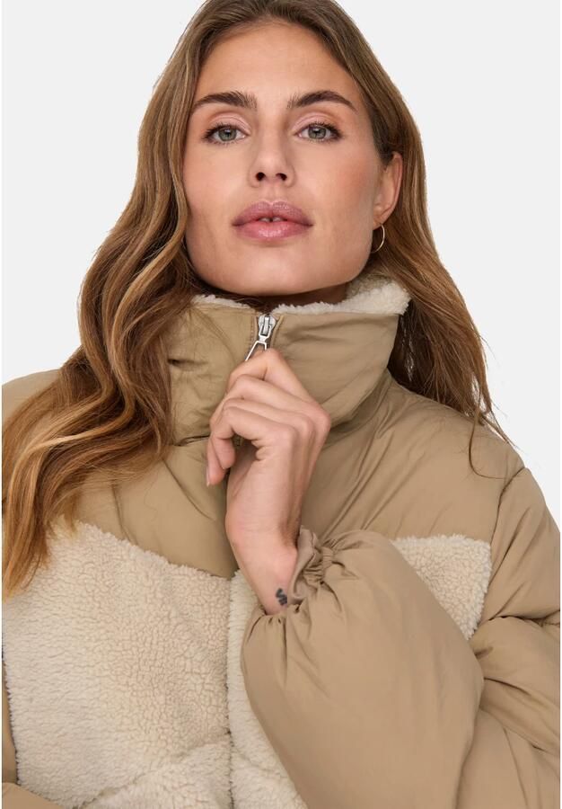 ONLY gewatteerde winterjas ONLSIENA bruin beige - Foto 2