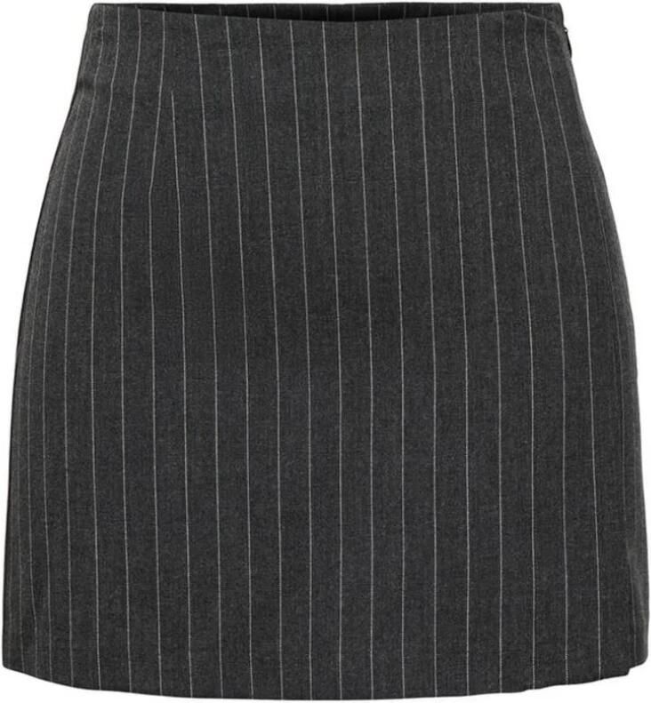 Only Grijze Pinstripe Rok met Ritssluiting Gray Dames - Foto 2