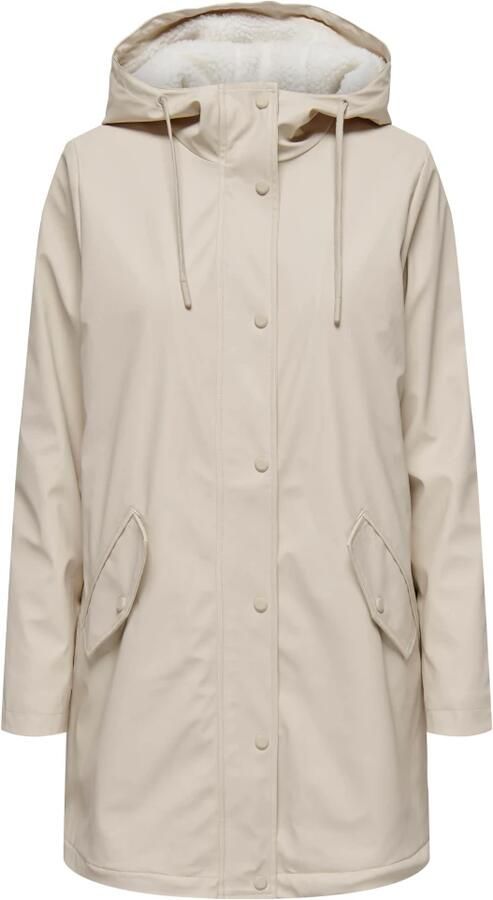Only Stijlvolle regenjas haver wit teddy Beige Dames